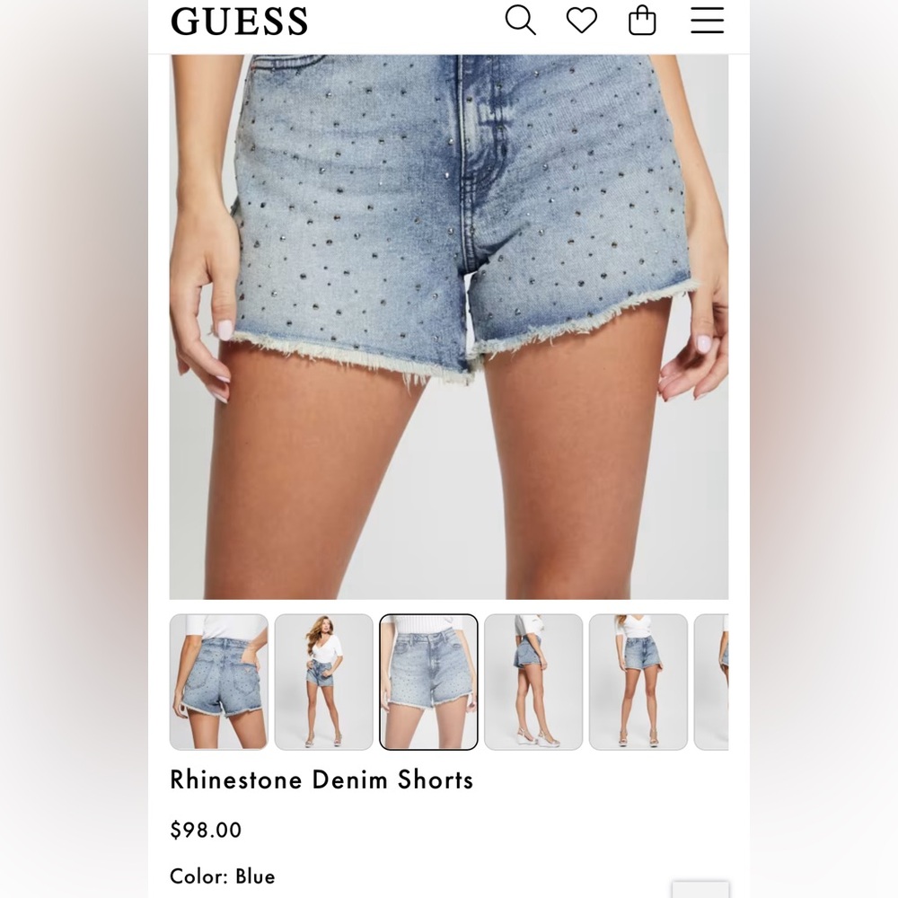 NEW• GUESS Rhinestone Denims Short - Picture 2 of 4